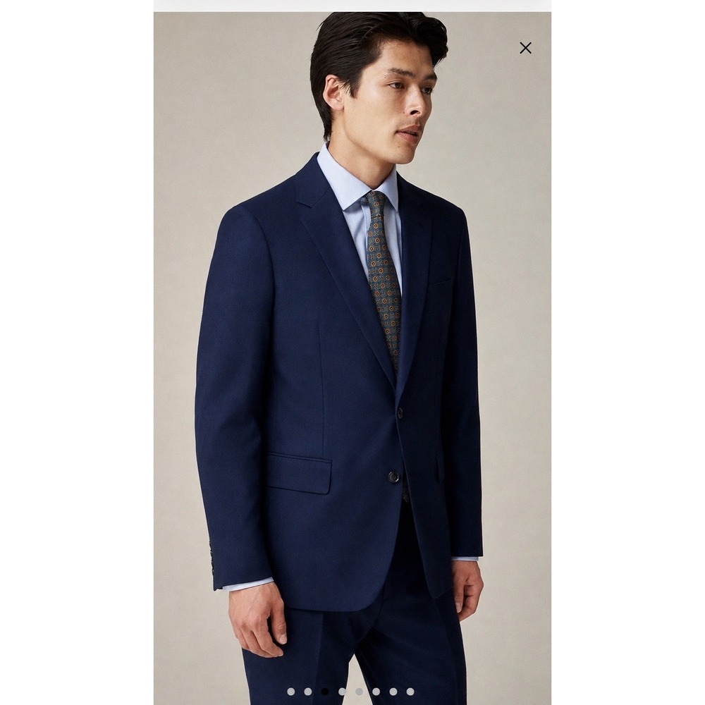 J.CREW Ludlow Slim-fit Suit Jacket English Cotton-wool Navy Blue 34S NEW BH230